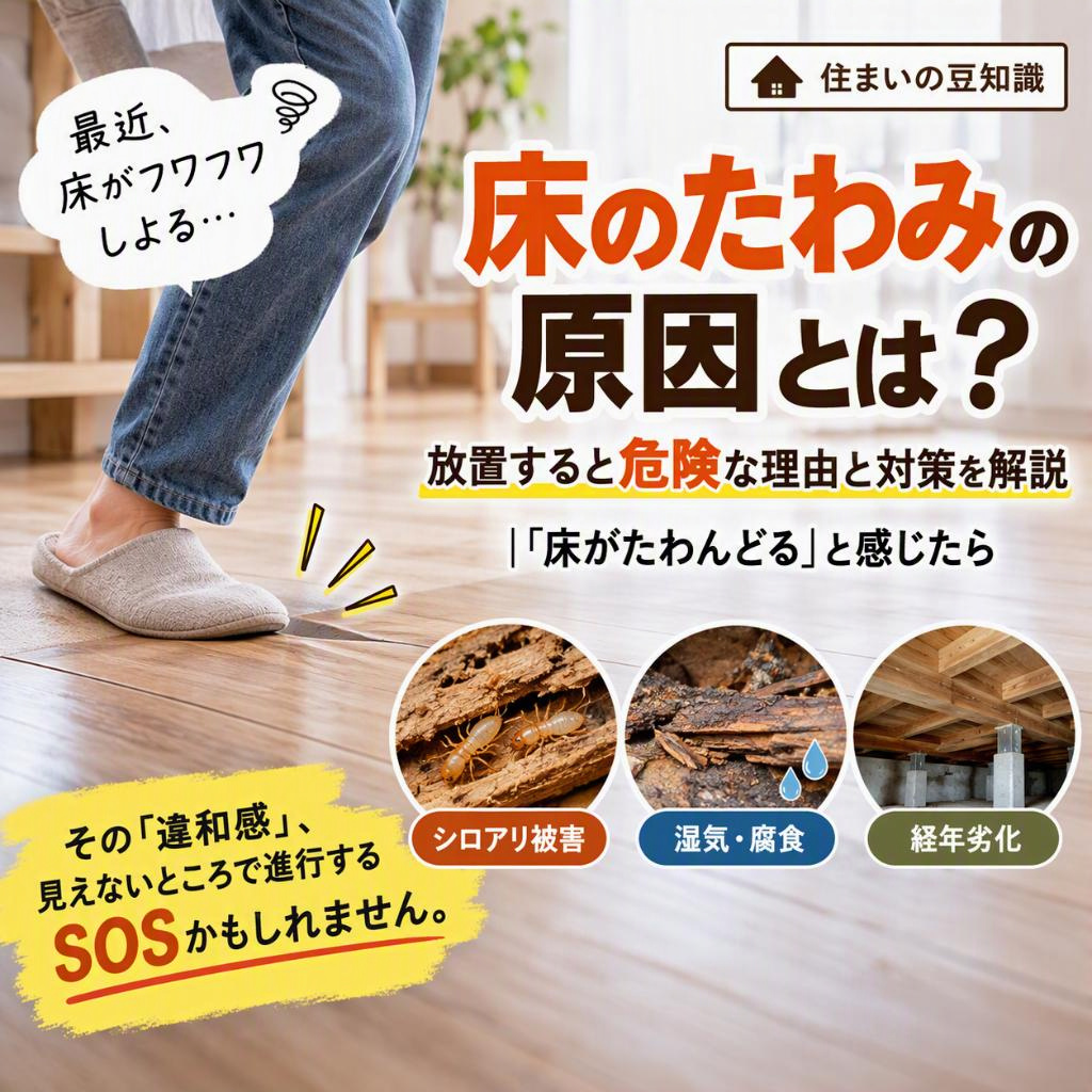 床のたわみの原因とは？放置すると危険な理由と対策を解説｜「床がたわんどる」と感じたら