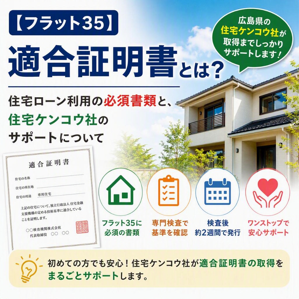 【フラット35】適合証明書とは？住宅ローン利用の必須書類と、住宅ケンコウ社のサポートについて