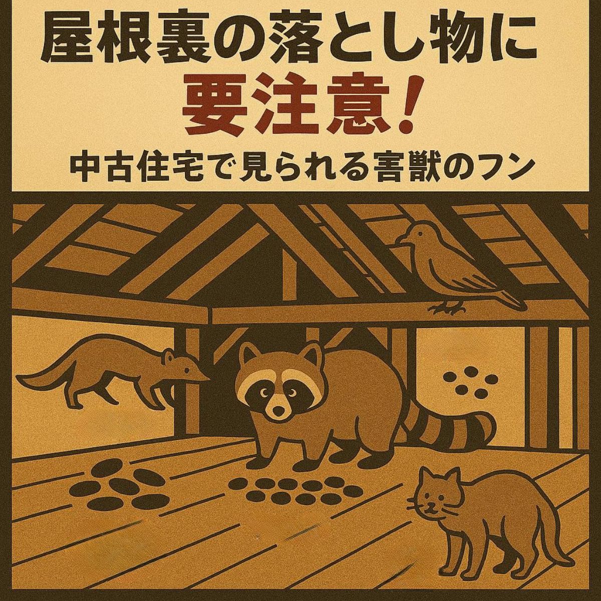 屋根裏の落とし物に要注意！広島の中古住宅で見逃されがちな「害獣のフン」