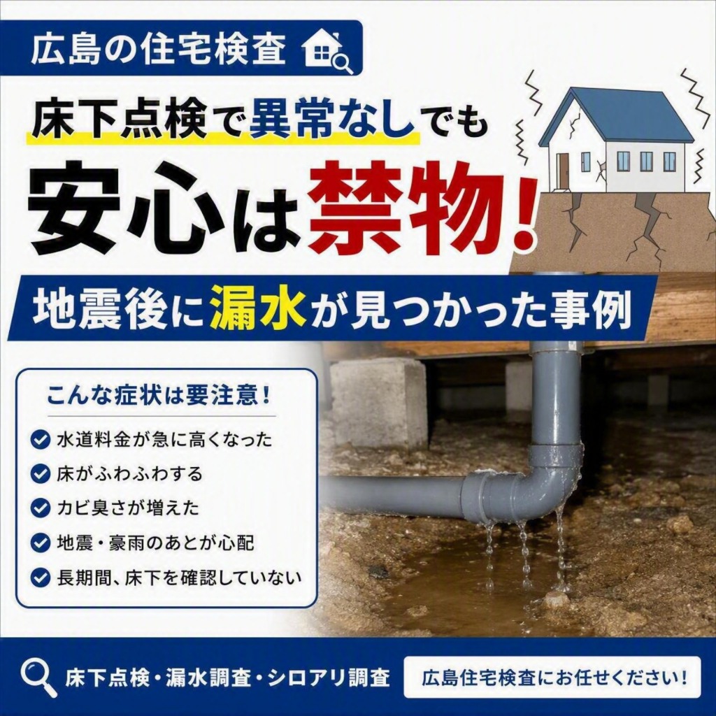 床下点検で異常なしでも安心は禁物！地震後に漏水が見つかった事例をご紹介