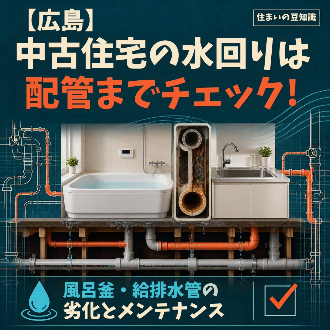 【広島】中古住宅の水回りは配管までチェック!風呂釜・給排水管の劣化とメンテナンス