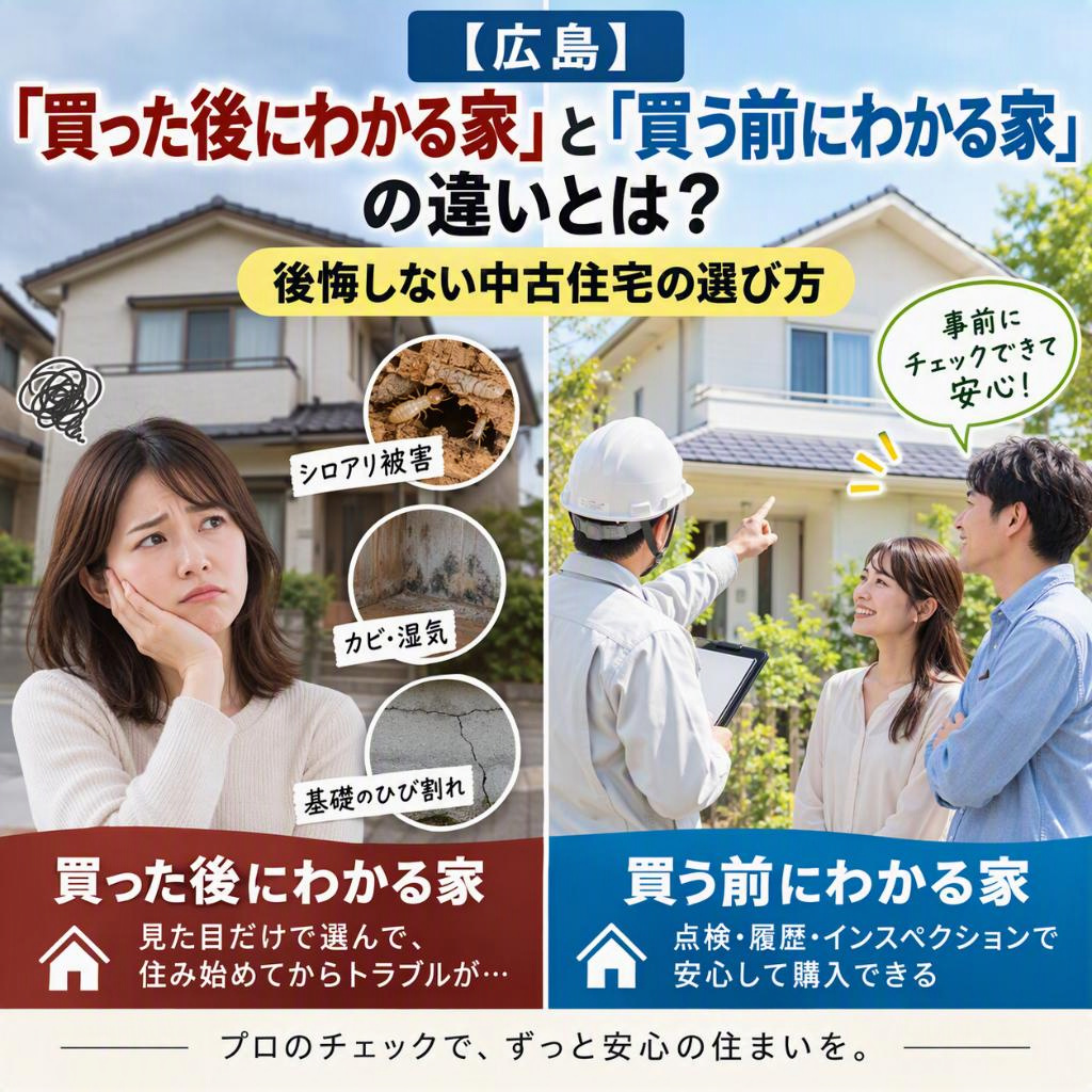 【広島】「買う前にわかる家」と「買った後にわかる家」の違いとは?後悔しない中古住宅の選び方