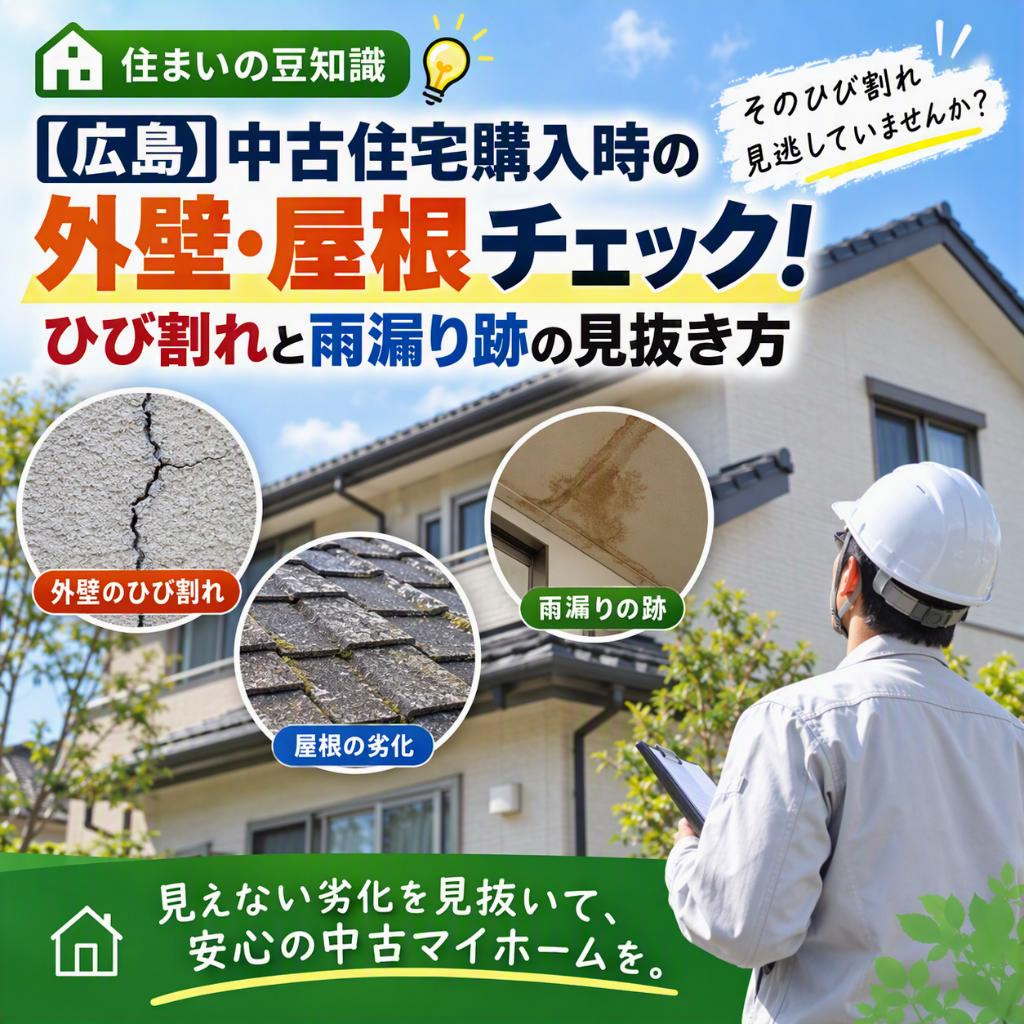 【広島】中古住宅購入時の外壁・屋根チェック！ひび割れと雨漏り跡の見抜き方