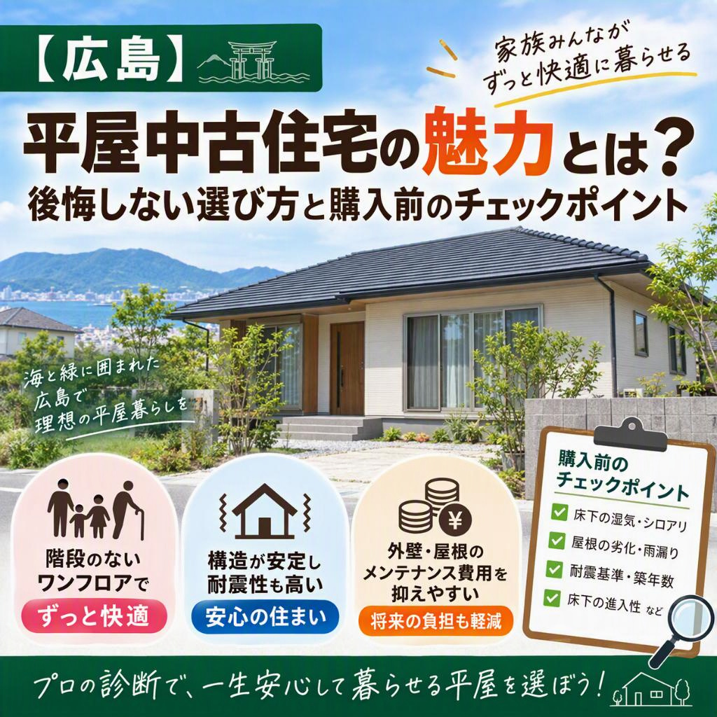 【広島】平屋中古住宅の魅力とは？後悔しない選び方と購入前のチェックポイント