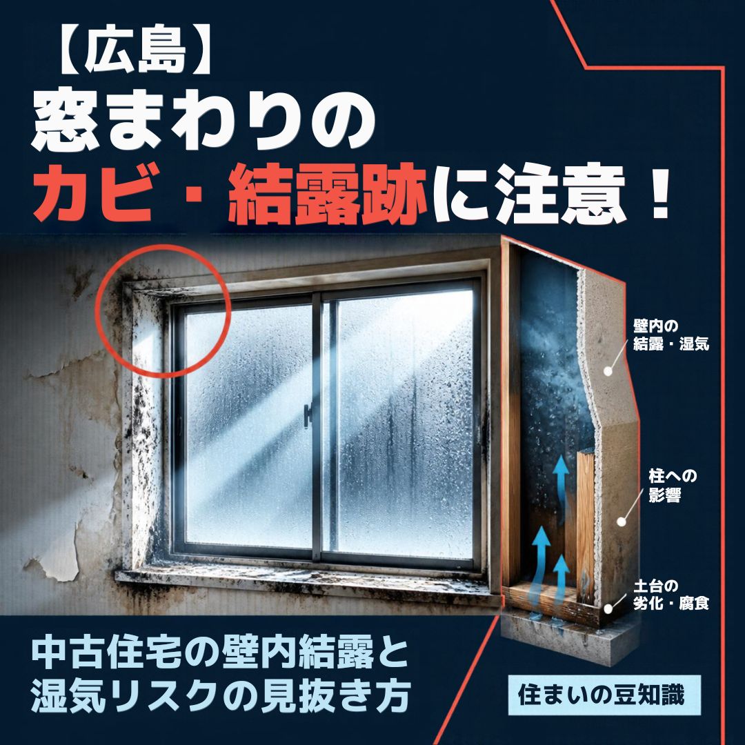 【広島】窓まわりのカビ・結露跡に注意!中古住宅の壁内結露と湿気リスクの見抜き方